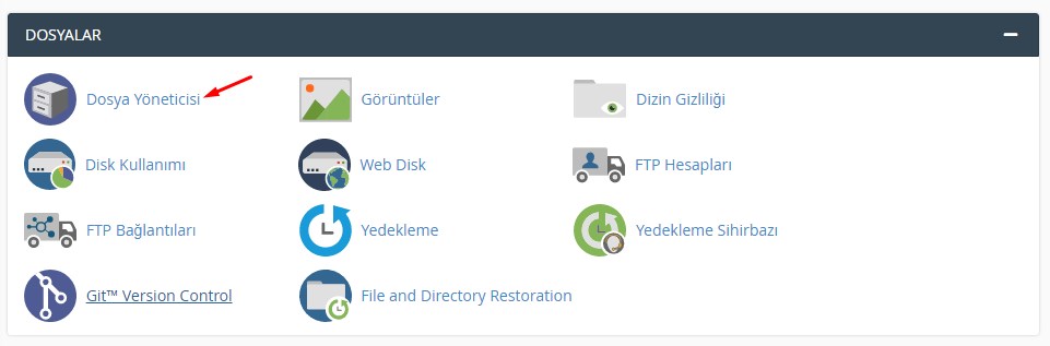 cPanel Dosya Yöneticisi ekran görüntüsü