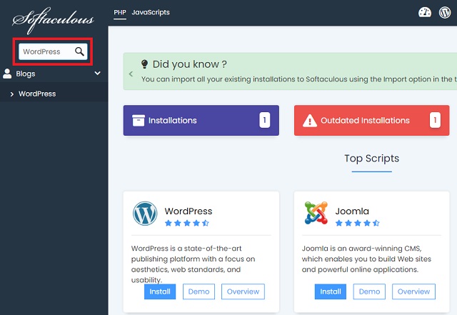 cPanel üzerinde hızlı WordPress kurulumunu anlatan illüstrasyon